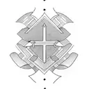 cross arrows  on the elbow tattoo design idea