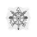 cross arrows  on the elbow tattoo design idea