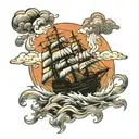 ship in storm tattoo design idea