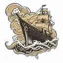 ship in storm tattoo design idea