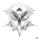 vulture with lantern, related to Bray Wyatt's "follow the buzzards" tattoo design idea