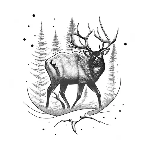 Oregon elk hunt tattoo design idea