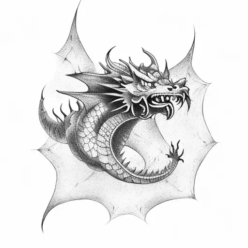 minimalist semicolon and dragon shadow tattoo design idea
