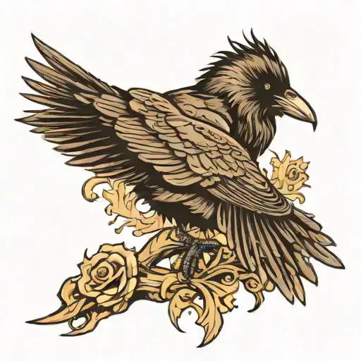 raven perched tattoo design idea