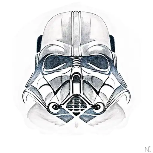 darth vader with half mask and half face tattoo design idea