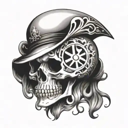 skull and one piece anime tattoo design idea