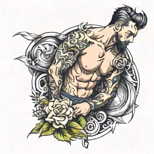 weight loss for men posing tattoo design idea