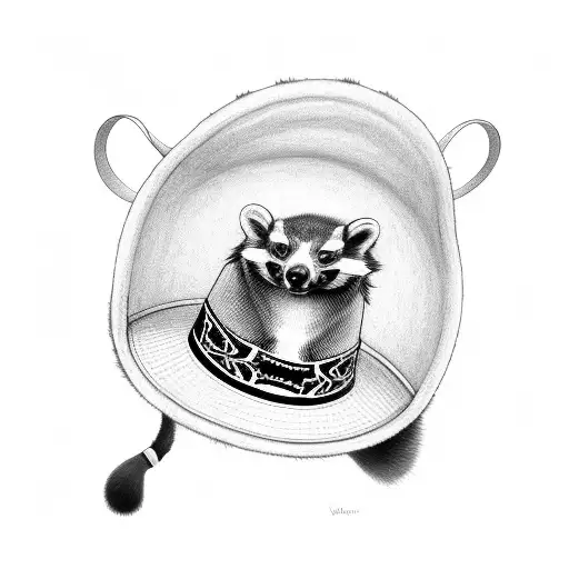 Coati drinking a beer and wearing a sombrero tattoo design idea