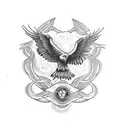 Snake and eagle linework tattoo design idea