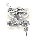 Snake and eagle linework tattoo design idea