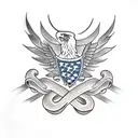 Snake and eagle linework tattoo design idea