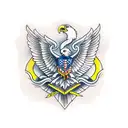 Snake and eagle tattoo design idea