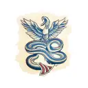 Snake and eagle tattoo design idea
