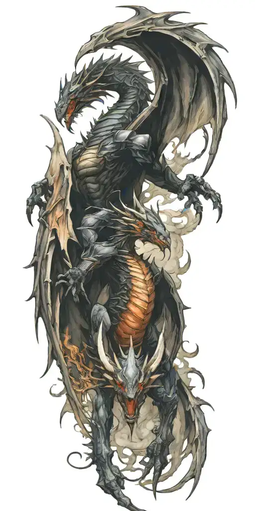 final fantasy 7 bahamut vs levathian tattoo design idea