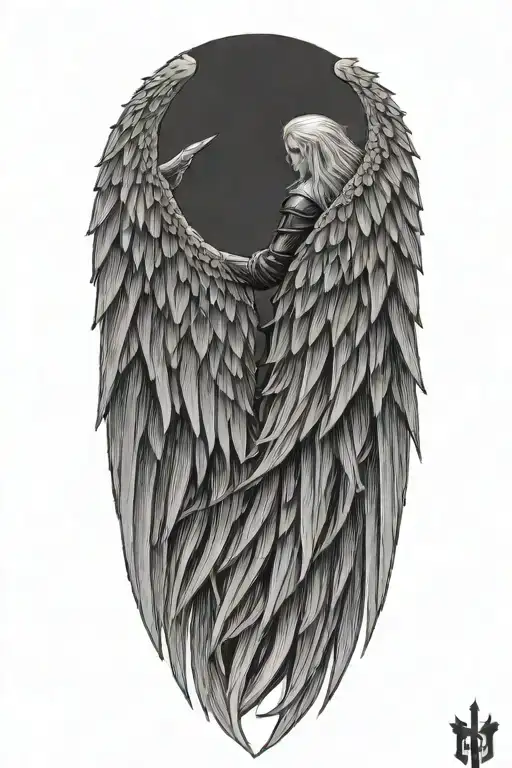 single angel wing, sephiroth tattoo design idea