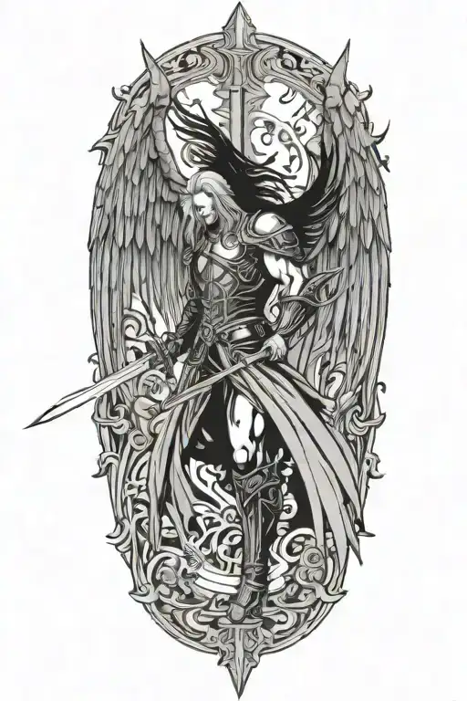 one winged angel sephiroth tattoo design idea