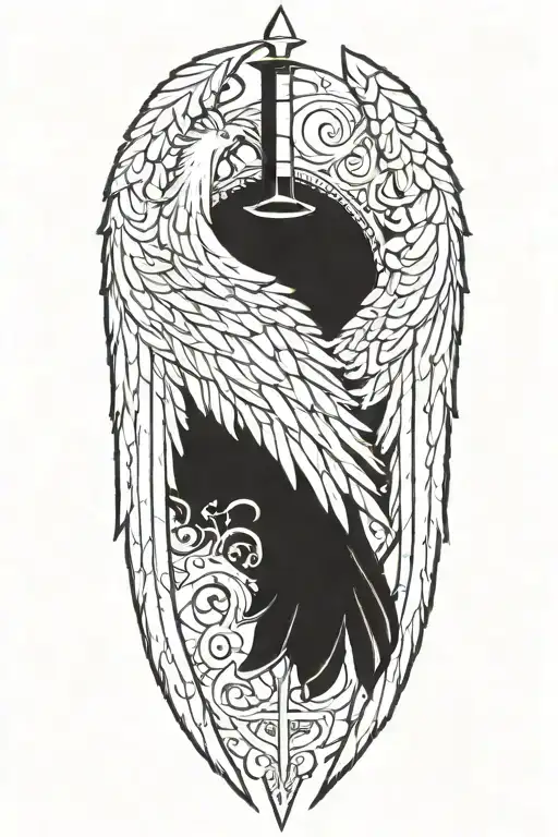 single angel wing, sephiroth tattoo design idea