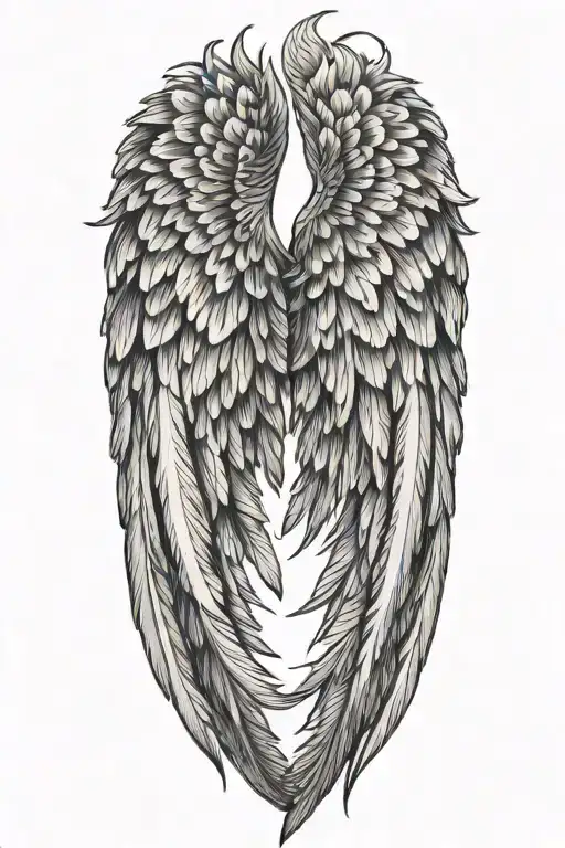 feathery angel wing tattoo design idea