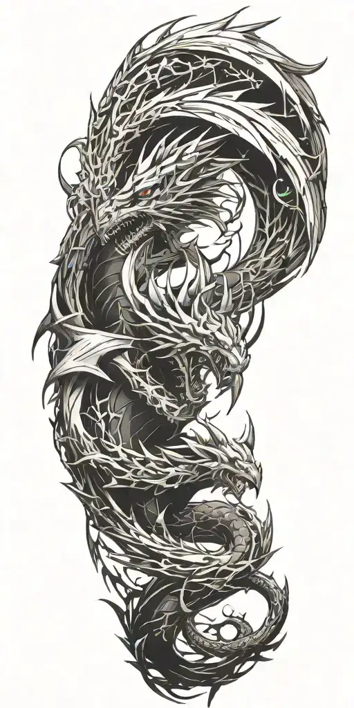 final fantasy 7 bahamut vs levathian tattoo design idea