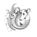 Moo and mermaid  tattoo design idea
