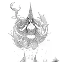 Moo and mermaid  tattoo design idea