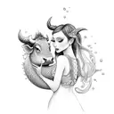 Moo and mermaid  tattoo design idea