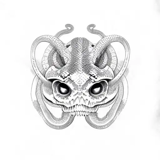 Snake Skull killing Cat tattoo design idea
