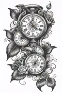 broken heart and timepiece sleeve tattoo tattoo design idea