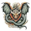 ox and dragon flying tattoo design idea