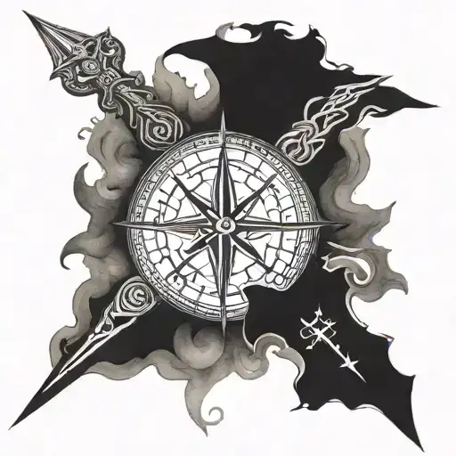 odin and Viking compass tattoo design idea