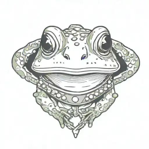 frog wearing studded choker collar tattoo design idea
