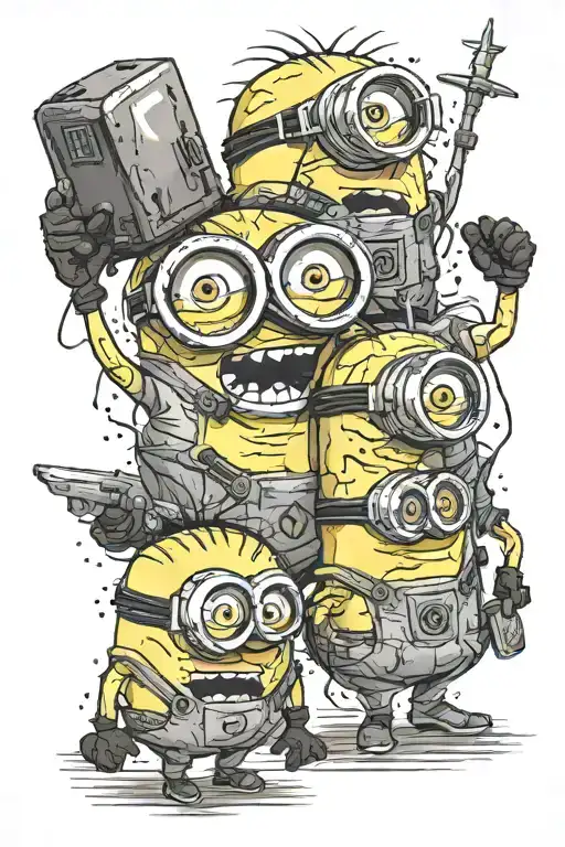minions acting funny tattoo design idea