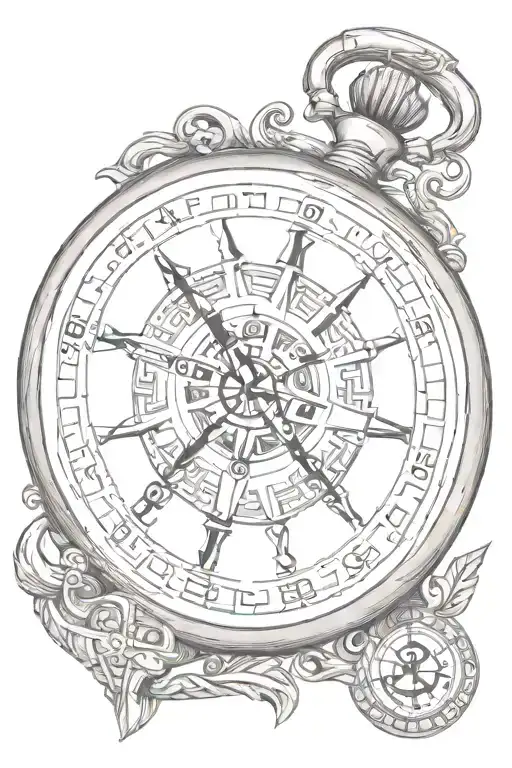 Compass Pocket Watch Anchor Maori tattoo design idea