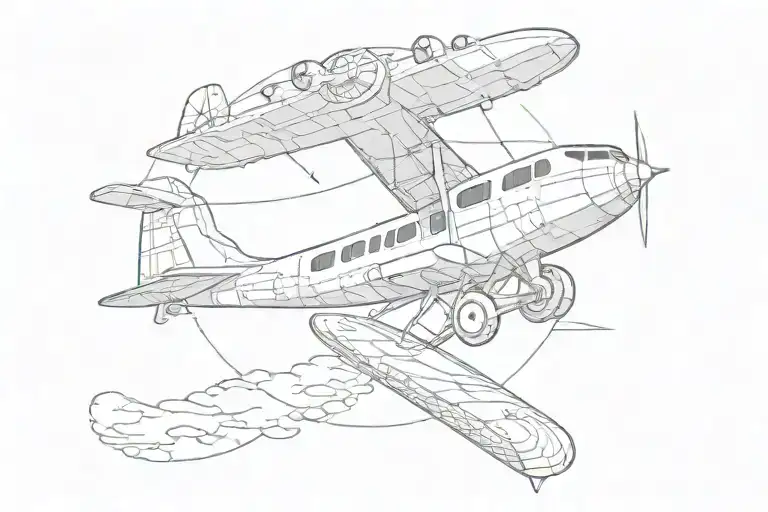 skateboard morphing into an airplane tattoo design idea