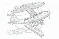 skateboard morphing into an airplane tattoo design idea