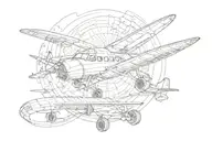skateboard morphing into an airplane tattoo design idea
