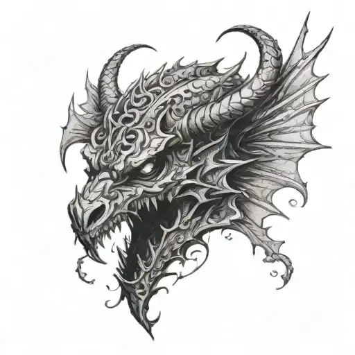 the dragon-helm of dor-lómin with relevant filler around it tattoo design idea