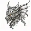 the dragon-helm of dor-lómin with relevant filler around it tattoo design idea