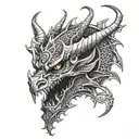 the dragon-helm of dor-lómin with relevant filler around it tattoo design idea