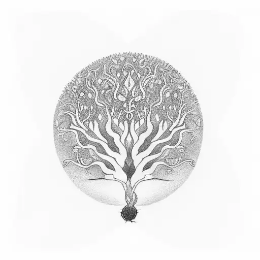 **tree of life with roots in soil, growing out of a seed tattoo design idea