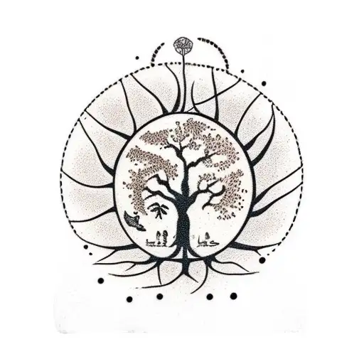 **tree of life with roots in soil, growing out of a seed tattoo design idea