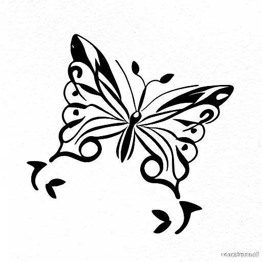 multiple butterflies with music notes tattoo design idea