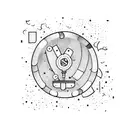 A blackwork tattoo of a microscope surrounded by colorful party confetti tattoo design idea