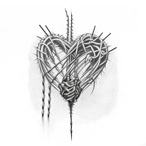 Barbed Wire with 4better 4worse 4ever and a heart with rib cage  tattoo design idea