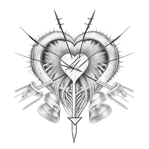 Barbed Wire with 4better 4worse 4ever and a heart with rib cage  tattoo design idea