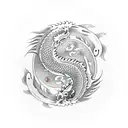 Dragon, Koi Fish, yin and yang tattoo design idea