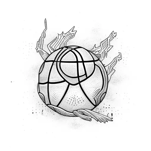 basketball court with fender telecaster tattoo design idea