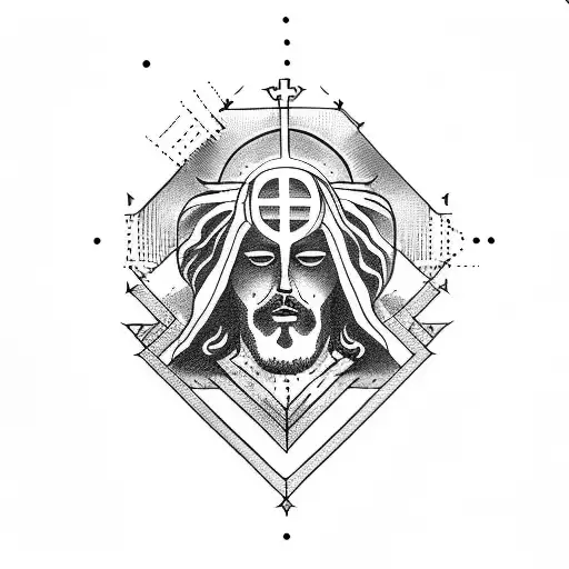 Blackwork Jesus With Louis Vuitton Tattoo Idea - BlackInk AI