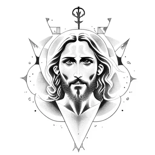 Blackwork Jesus With Louis Vuitton Tattoo Idea - BlackInk AI