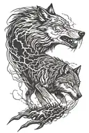 wolf and lightning storm tattoo design idea